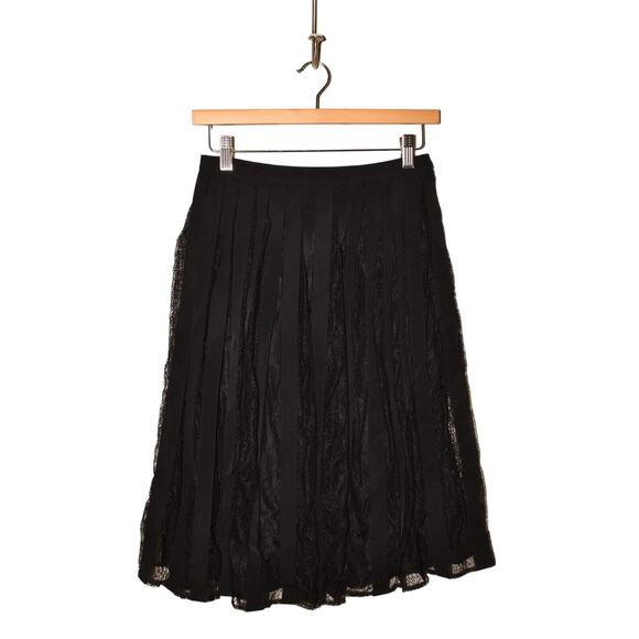 J.CREW COLLECTION NEW $695 Knee Length Ribbon Lace Swing Skirt Black Size‎ 2 - Picture 1 of 4